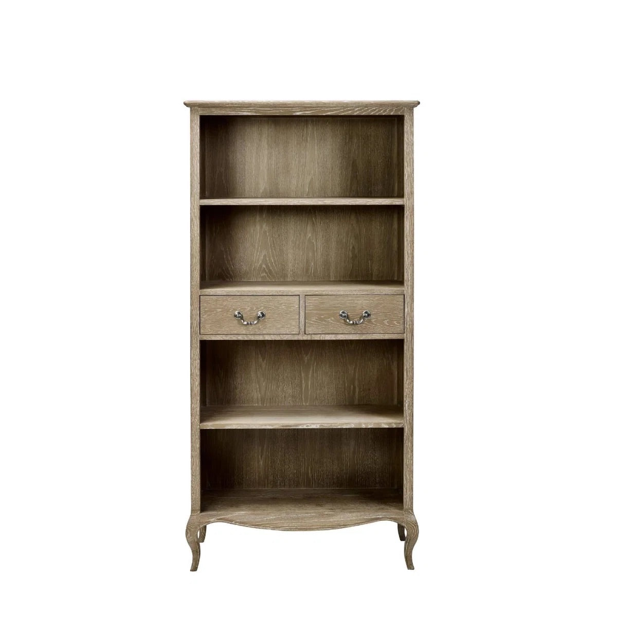 Camille French Style Tall Bookcase with Drawers | Lime Washed Oak