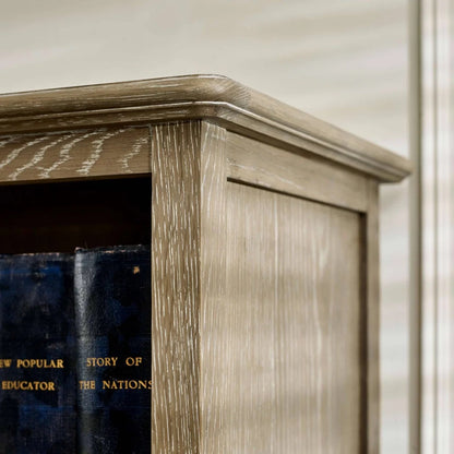 Camille French Style Tall Bookcase with Drawers | Lime Washed Oak