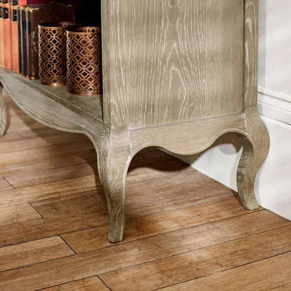 Camille French Style Tall Bookcase with Drawers | Lime Washed Oak