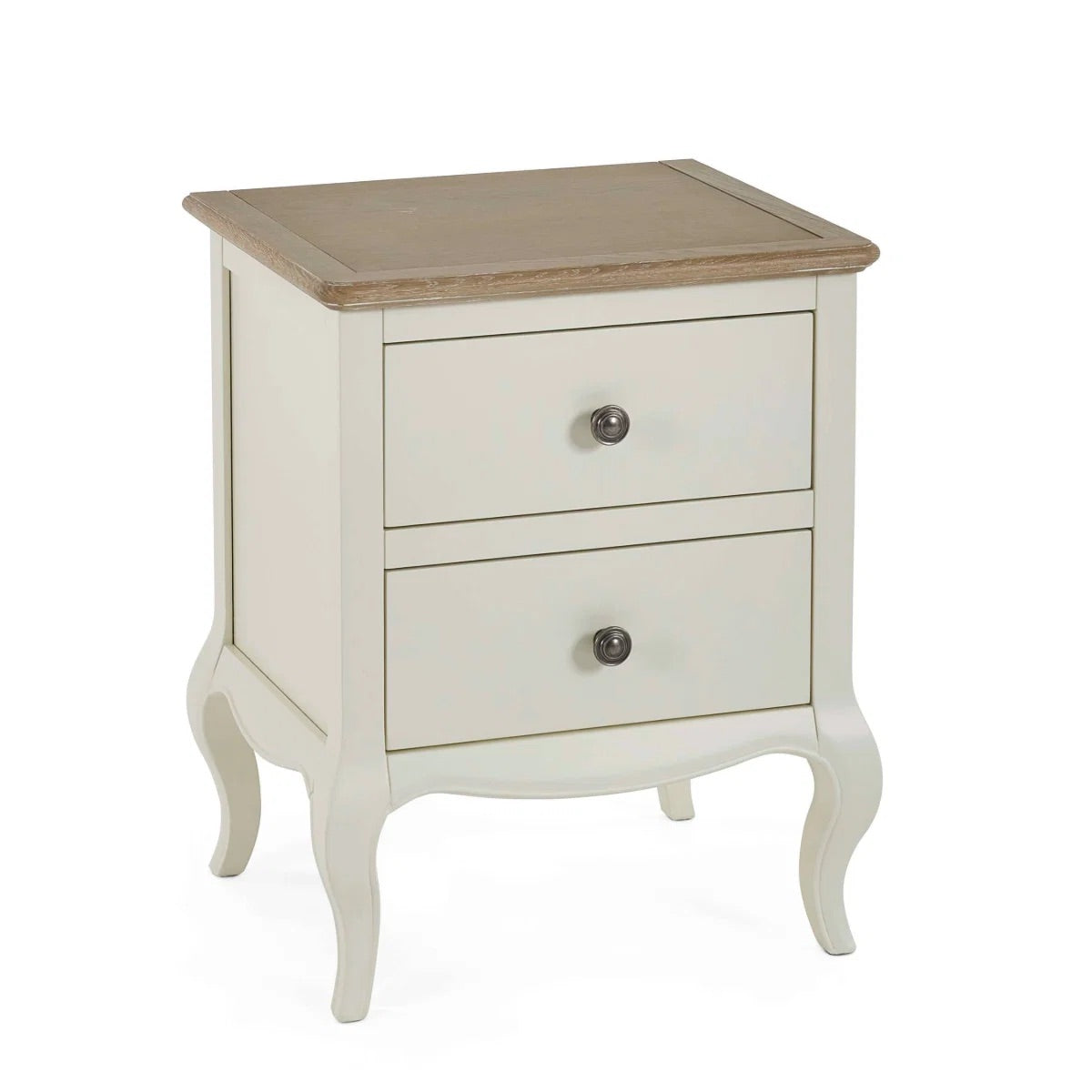 Camille 2 Drawer Bedside Table | Ivory & Limed Oak