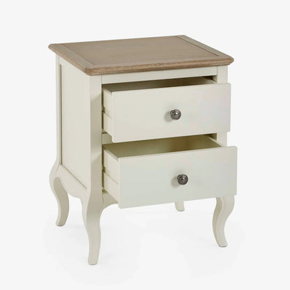 Camille 2 Drawer Bedside Table | Ivory & Limed Oak