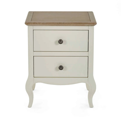 Camille 2 Drawer Bedside Table | Ivory & Limed Oak