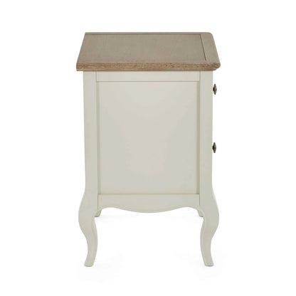 Camille 2 Drawer Bedside Table | Ivory & Limed Oak