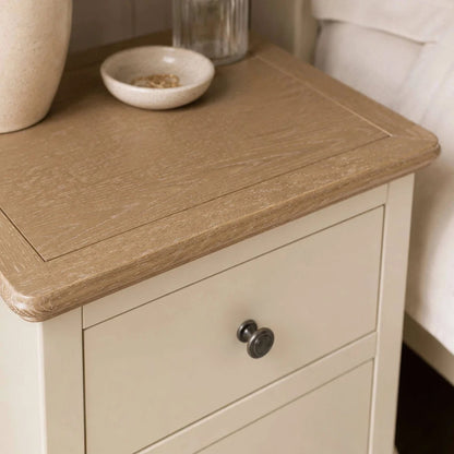 Camille 2 Drawer Bedside Table | Ivory & Limed Oak