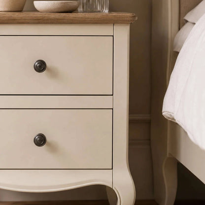 Camille 2 Drawer Bedside Table | Ivory & Limed Oak
