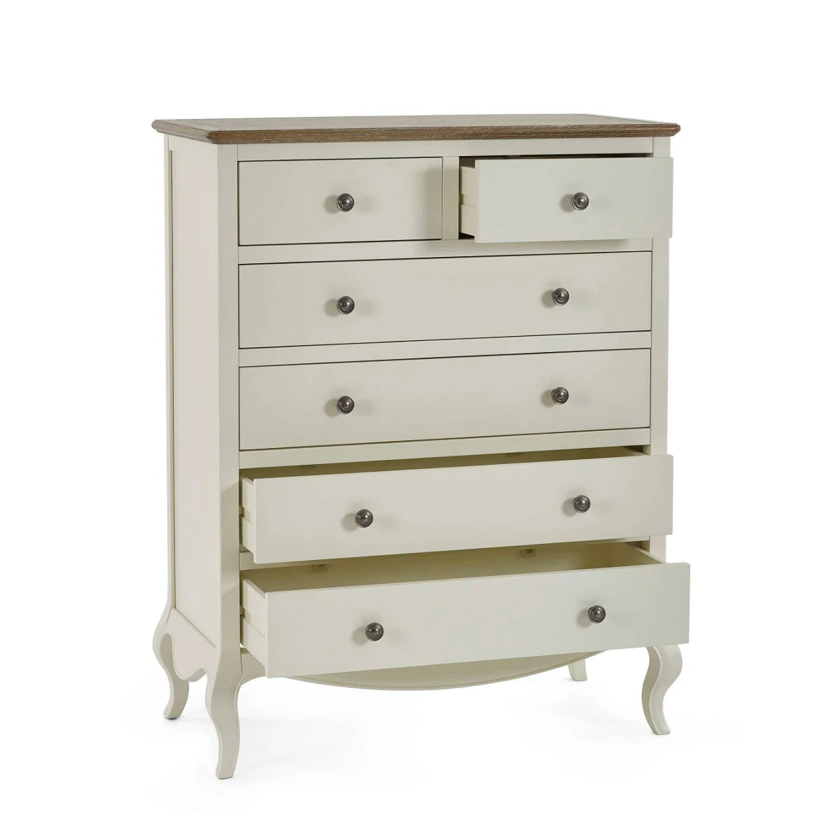 Camille 4+2 Chest of Drawers | Ivory & Limed Oak