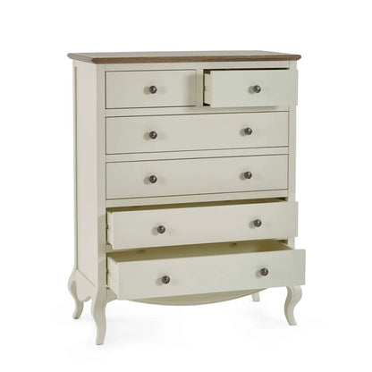 Camille 4+2 Chest of Drawers | Ivory & Limed Oak
