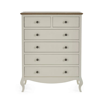 Camille 4+2 Chest of Drawers | Ivory & Limed Oak