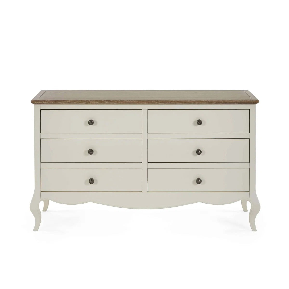 Camille 6 Drawer Wide Chest | Ivory & Limed Oak