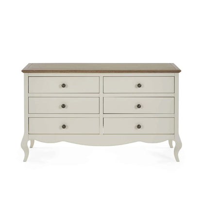 Camille 6 Drawer Wide Chest | Ivory & Limed Oak