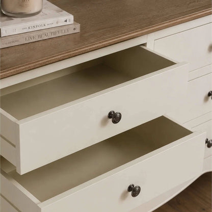 Camille 6 Drawer Wide Chest | Ivory & Limed Oak