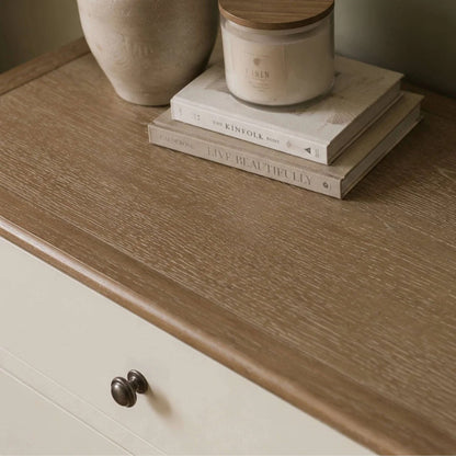 Camille 6 Drawer Wide Chest | Ivory & Limed Oak