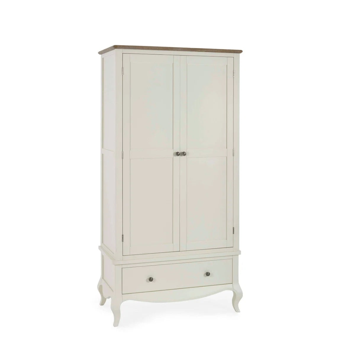 Camille Double Wardrobe with Drawer | Ivory & Limed Oak