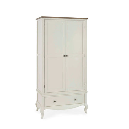 Camille Double Wardrobe with Drawer | Ivory & Limed Oak
