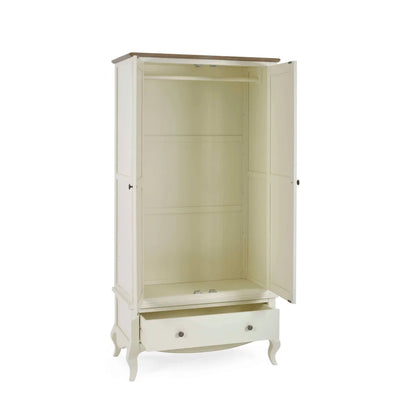 Camille Double Wardrobe with Drawer | Ivory & Limed Oak
