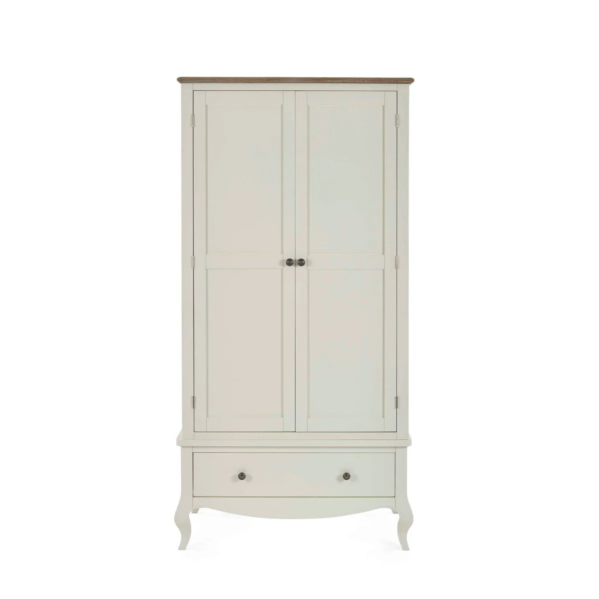 Camille Double Wardrobe with Drawer | Ivory & Limed Oak