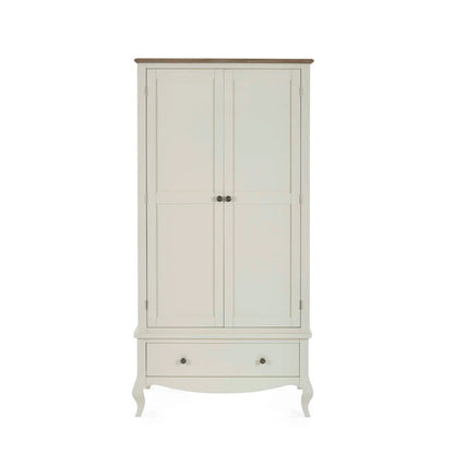 Camille Double Wardrobe with Drawer | Ivory & Limed Oak