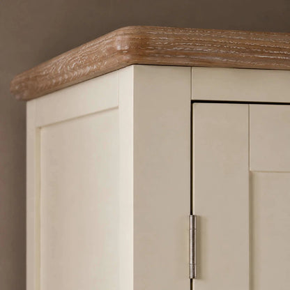 Camille Double Wardrobe with Drawer | Ivory & Limed Oak