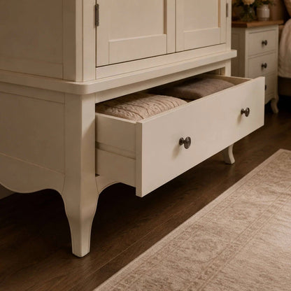 Camille Double Wardrobe with Drawer | Ivory & Limed Oak