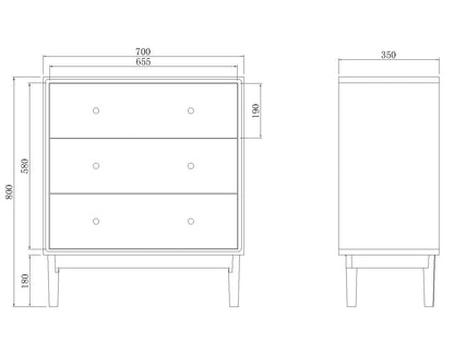 Wright Walnut Chest of 3 Drawers