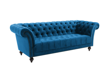 Shop the Chesterfield 3-Seater Sofa in Midnight Velvet featuring beautiful button detailing, gentle curves for a traditionally inspired style. Shop online today at www.nobleandnook.co.uk