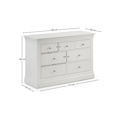 Clermont 4+3 Drawer Chest in White