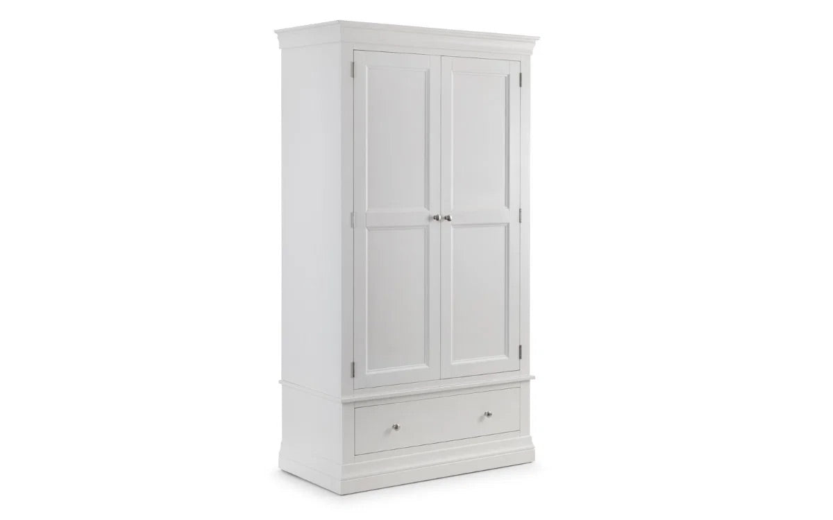 Clermont 2 Door 1 Drawer Wardrobe in White