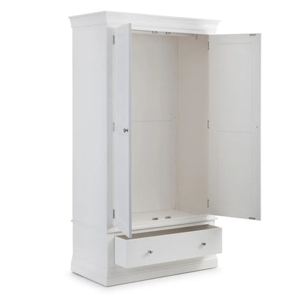 Clermont 2 Door 1 Drawer Wardrobe in White