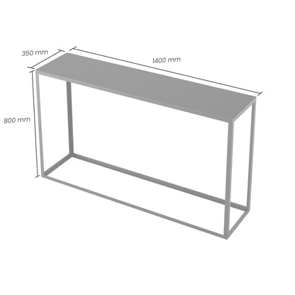 Shop the Grafton Console Table with concrete-effect top paired with a slimline slate grey metal frame, making this a versatile addition to any hallway, living room, or workspace. Shop online today at www.nobleandnook.co.uk