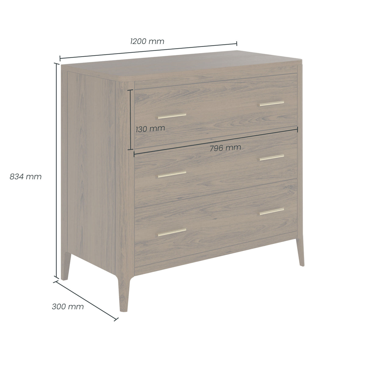 Abberley 3 Drawer Chest of Drawers | Oak
