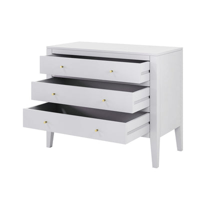 Shop this fully assembled elegant three-drawer chest, finished in a sleek white finish with brass-style handles for a refined look. FREE UK Mainland Delivery. Shop online today at www.nobleandnook.co.uk