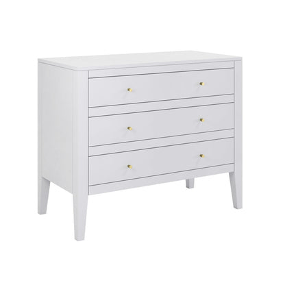 Shop this fully assembled elegant three-drawer chest, finished in a sleek white finish with brass-style handles for a refined look. FREE UK Mainland Delivery. Shop online today at www.nobleandnook.co.uk