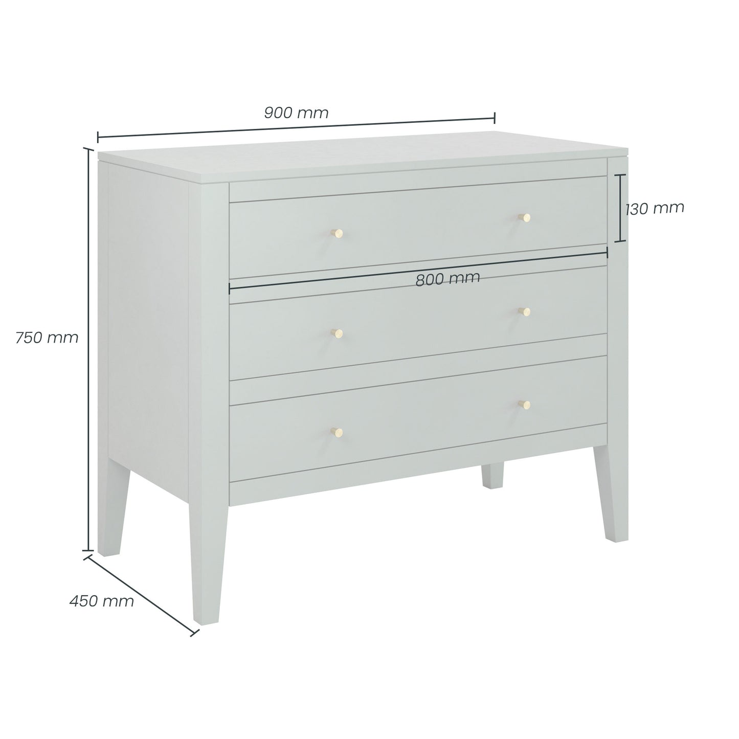 Shop this fully assembled elegant three-drawer chest, finished in a sophisticated pigeon grey with brass-style handles for a refined look. FREE UK Mainland Delivery. Shop online today at www.nobleandnook.co.uk