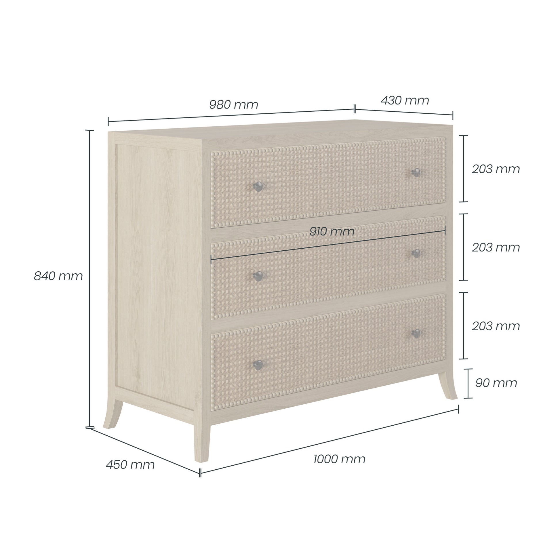 Shop the elegant Witley Chest of Drawers in oak with rattan latticed front by D.I. Designs. FREE UK MAINLAND DELIVERY. Shop online now at www.nobleandnook.co.uk