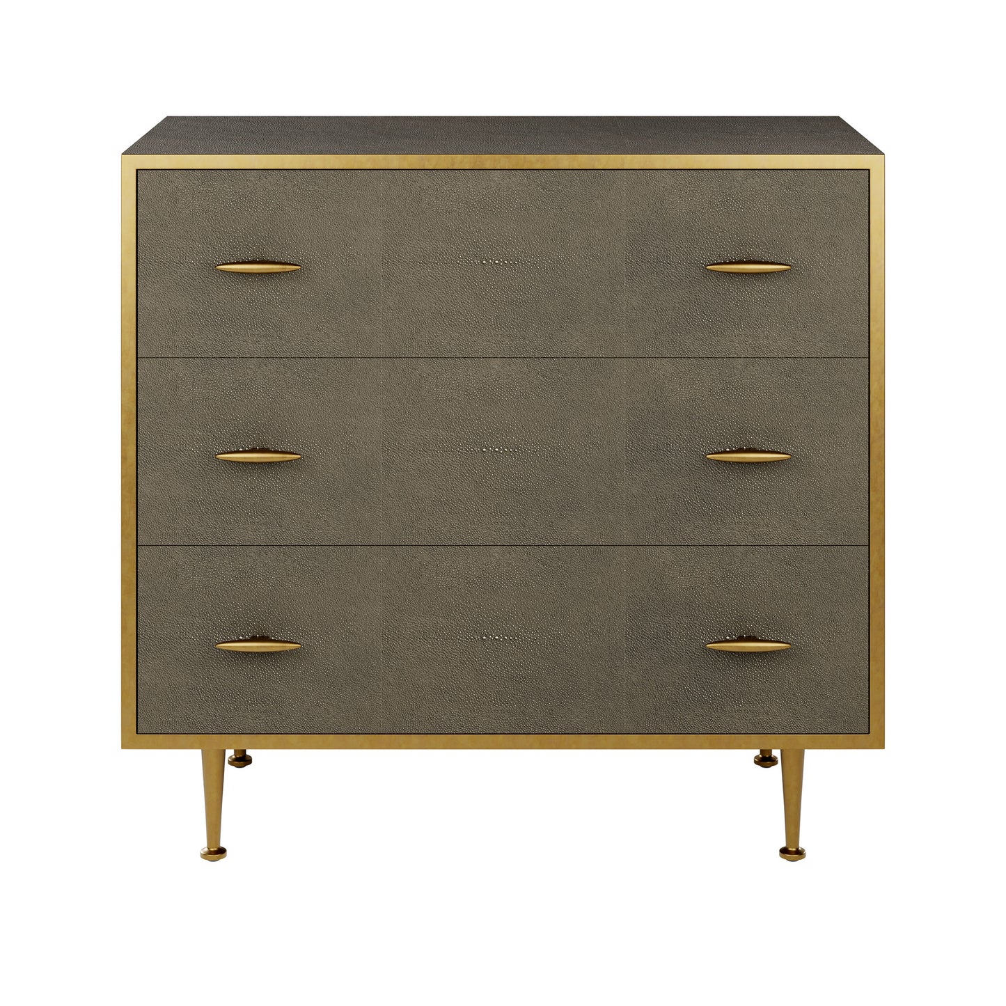 Shop the luxurious Hampton Chest of Drawers in Shagreen Grey with antique brass style handles and legs. Shop online now at www.nobleandnook.co.uk