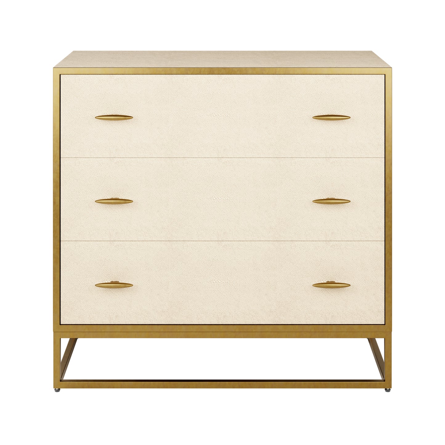 Shop the luxurious Hampton Chest of Drawers in Ivory Shagreen, adorned with exquisite faux shagreen and complemented by antique brass style handles and legs. Shop online today at www.nobleandnook.co.uk