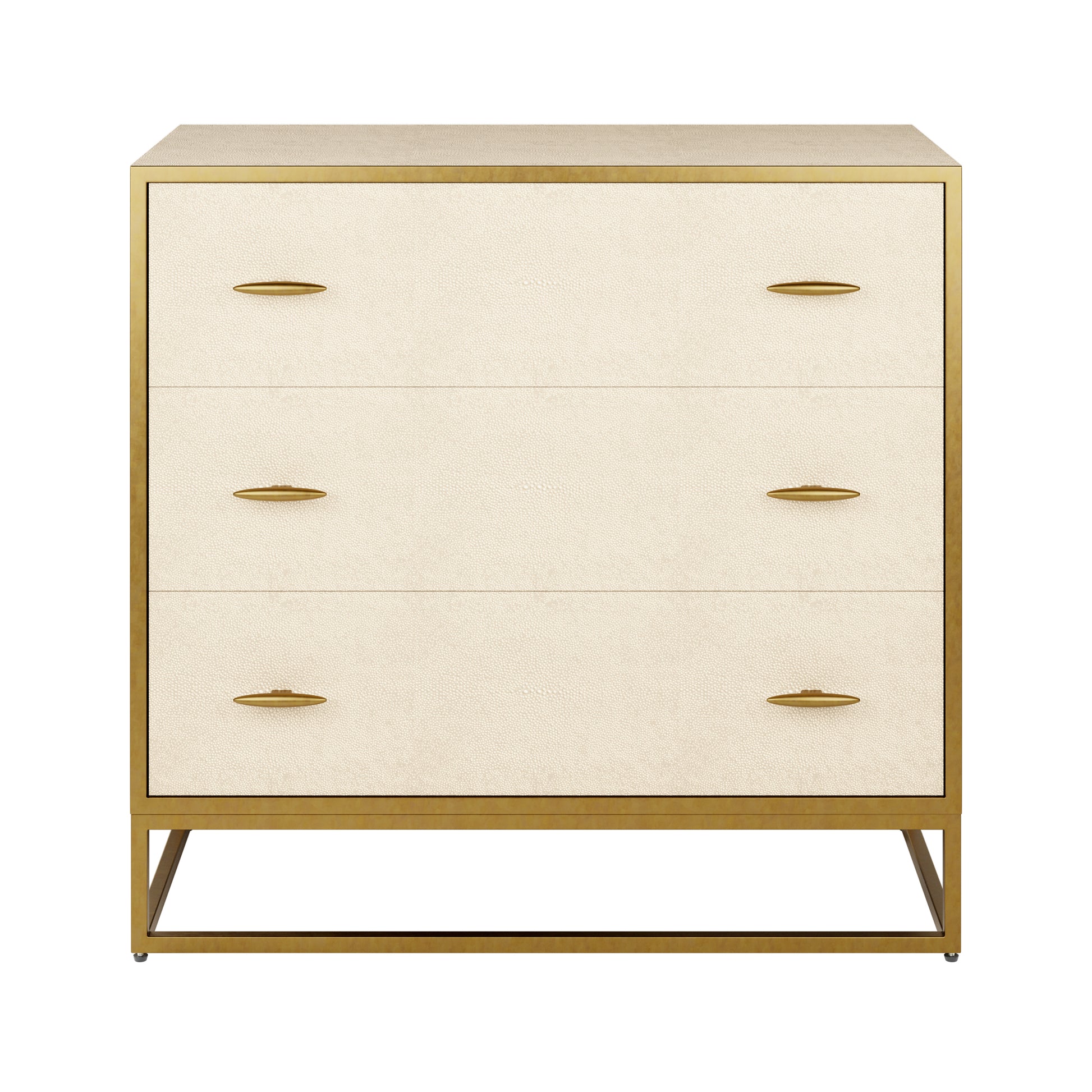 Shop the luxurious Hampton Chest of Drawers in Ivory Shagreen, adorned with exquisite faux shagreen and complemented by antique brass style handles and legs. Shop online today at www.nobleandnook.co.uk