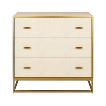Shop the luxurious Hampton Chest of Drawers in Ivory Shagreen, adorned with exquisite faux shagreen and complemented by antique brass style handles and legs. Shop online today at www.nobleandnook.co.uk
