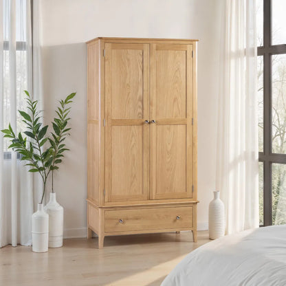 Cotswold Solid Oak Double Wardrobe with Drawer