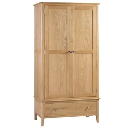 Shop the solid oak Cotswold 2 Door & 1 Drawer Wardrobe with 1 Drawer. FREE UK MAINLAND DELIVERY. Shop online now at www.nobleandnook.co.uk