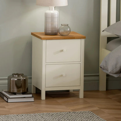 Pair of Coxmoor 2 Drawer Bedside Tables Ivory & Oak