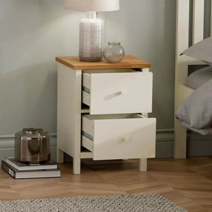 Coxmoor 2 Drawer Bedside Ivory & Oak
