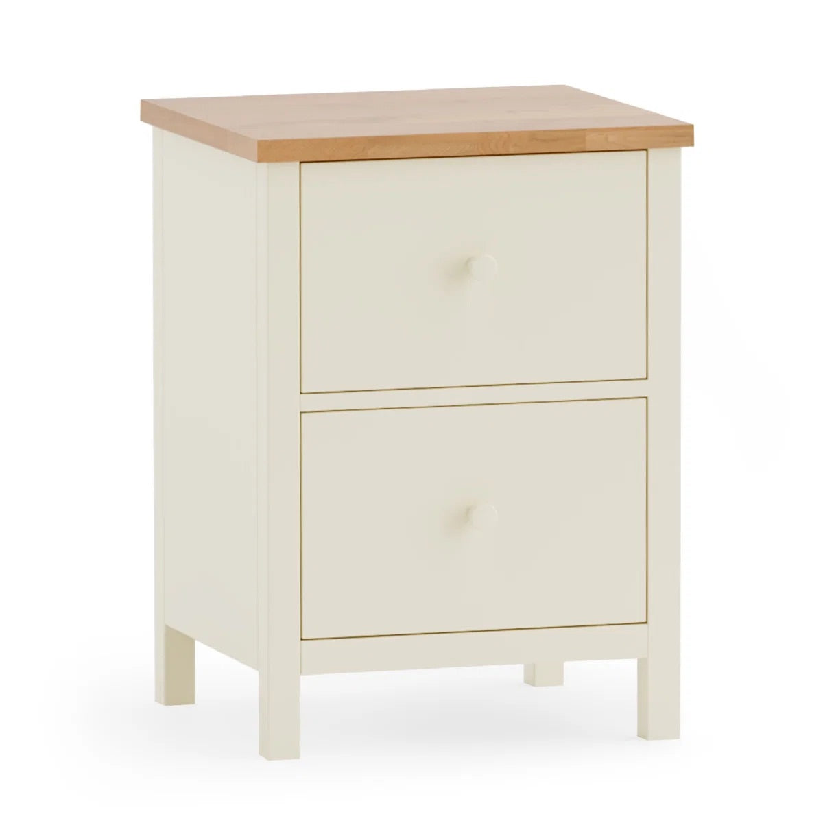 Pair of Coxmoor 2 Drawer Bedside Tables Ivory & Oak