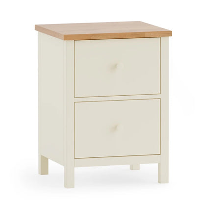 Pair of Coxmoor 2 Drawer Bedside Tables Ivory & Oak
