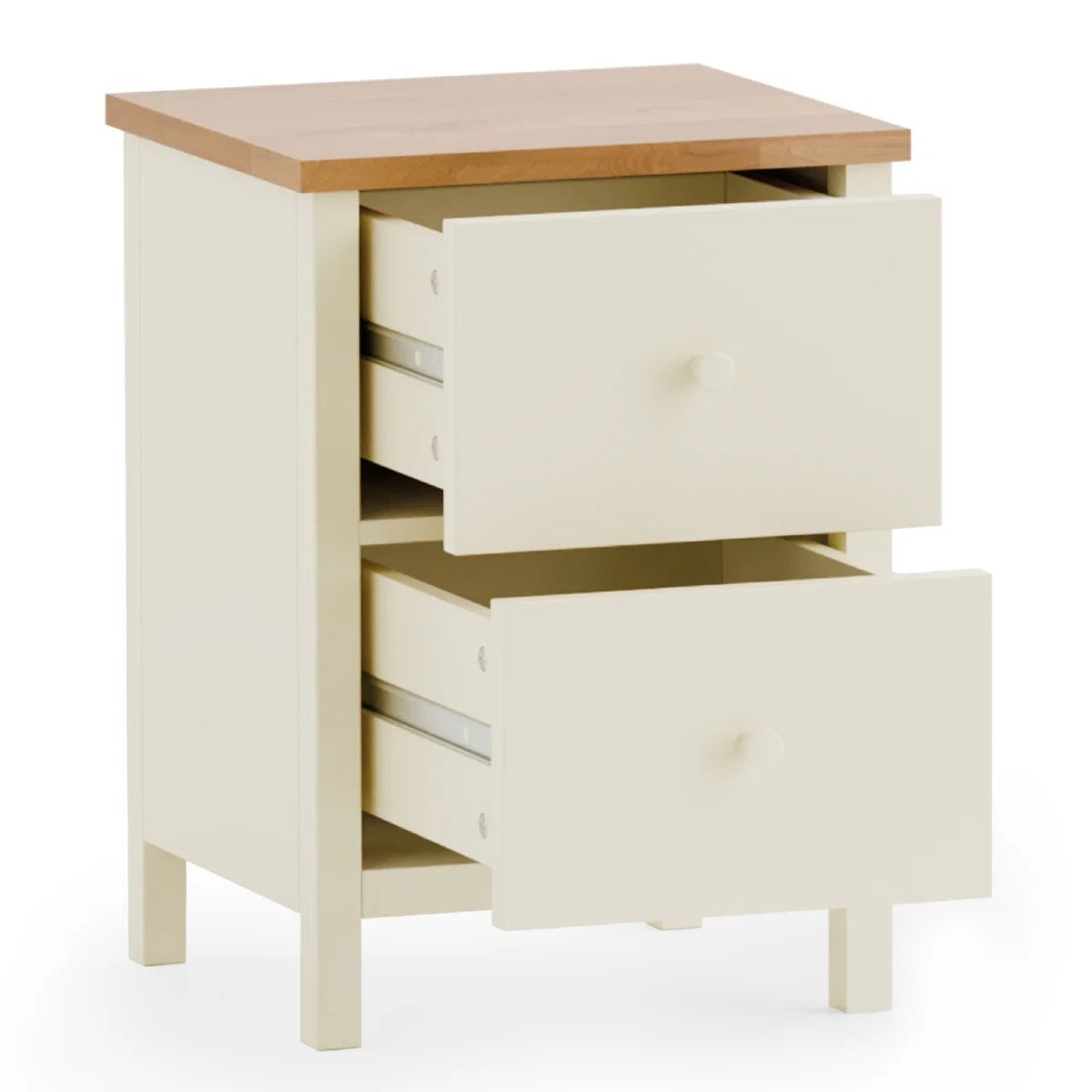 Pair of Coxmoor 2 Drawer Bedside Tables Ivory & Oak