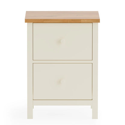 Pair of Coxmoor 2 Drawer Bedside Tables Ivory & Oak