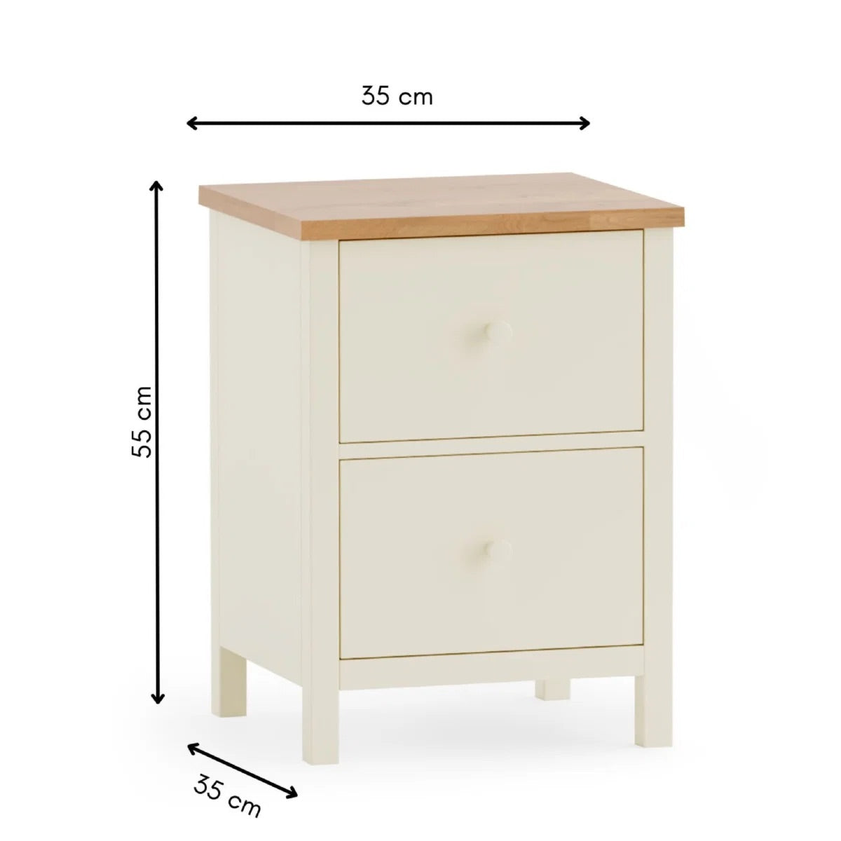 Coxmoor 2 Drawer Bedside Ivory & Oak