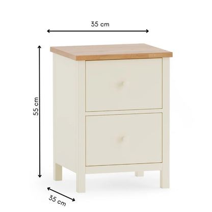 Pair of Coxmoor 2 Drawer Bedside Tables Ivory & Oak