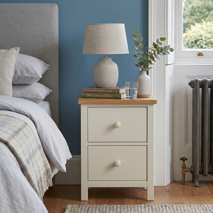 Coxmoor 2 Drawer Bedside Ivory & Oak