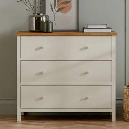 Coxmoor 3 Drawer Chest Ivory & Oak
